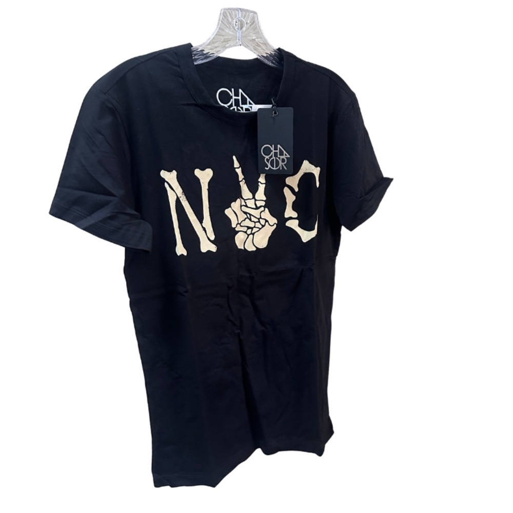 NEW Chaser NYC Skeleton Hand Black Short Sleeve T-Shirt - Men's Large